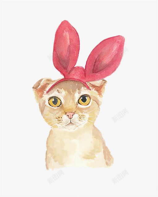 卡通猫咪png免抠素材_新图网 https://ixintu.com 卡通 发箍 小猫 手绘