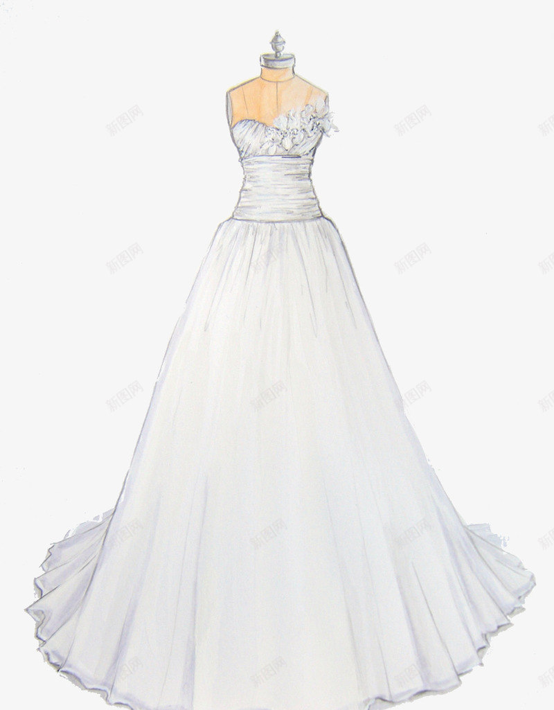 唯美礼服婚纱插画png免抠素材_新图网 https://ixintu.com 唯美礼服画稿 手绘婚纱设计 手绘礼服设计