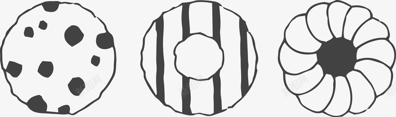 卡通简约简笔画黑白插画小清新图标png_新图网 https://ixintu.com 小清新插画 广告设计 扁平化简约黑白样式 极简黑白图样 简笔画装饰 饼干 黑白简约插画