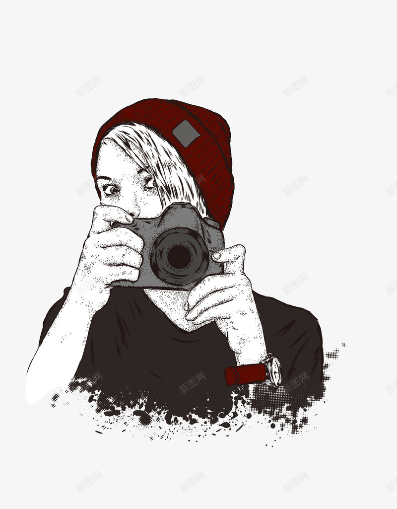 卡通手绘拍照女生矢量图eps免抠素材_新图网 https://ixintu.com 卡通拍照女生 手绘拍照女生 拍照女生 矢量拍照女生 矢量图