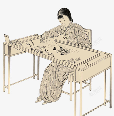 古代刺绣png免抠素材_新图网 https://ixintu.com 人物 人物插画 刺绣 卡通人物 插画