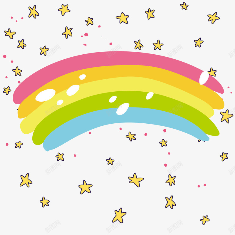 黄色星星彩色彩虹png免抠素材_新图网 https://ixintu.com 五角星 卡通星星 彩色彩虹 背景装饰 黄色星星