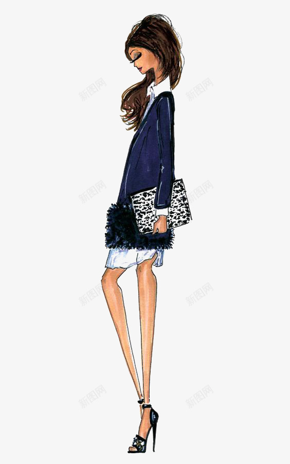 街拍女生png免抠素材_新图网 https://ixintu.com 卡通 女生 手绘 插画 模特 街拍