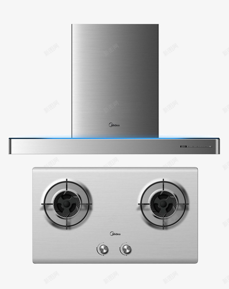 美的电器png免抠素材_新图网 https://ixintu.com 产品实物 厨具 套装 欧式 油烟机 灶台 电器 美的