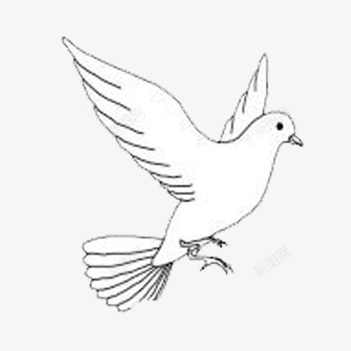 白色手绘装饰鸽子psd免抠素材_新图网 https://ixintu.com 动物 和平鸽 白色底纹 线性装饰 设计图 鸽子