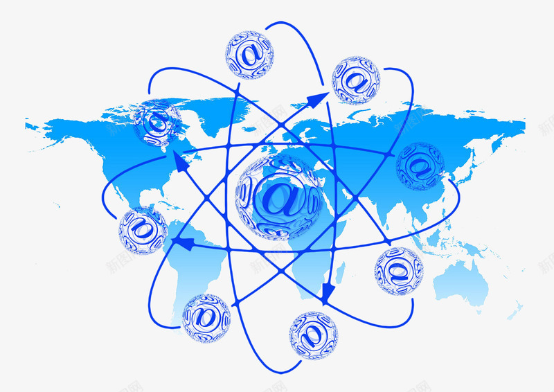 互联网元素png免抠素材_新图网 https://ixintu.com 世界地图 互联网 科技元素 蓝色