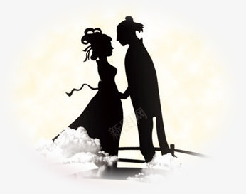 黑色牛郎织女剪影七夕情人节海报背景png免抠素材_新图网 https://ixintu.com 七夕 剪影 情人节 海报 牛郎织女 背景 黑色