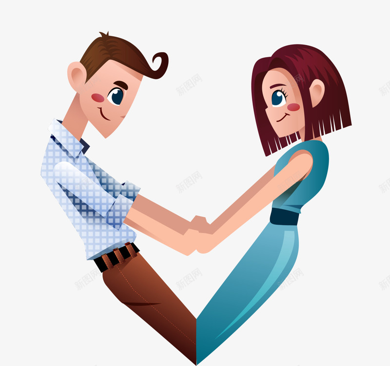 情人节恩爱的情侣png免抠素材_新图网 https://ixintu.com 可爱男女 害羞 恩爱的情侣 情人节 手牵着手 爱情