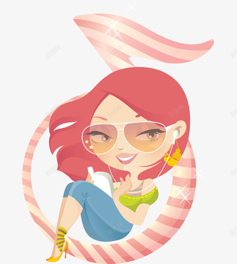 卡通音乐女郎png免抠素材_新图网 https://ixintu.com 卡通人物 卡通女生 卡通美女 音乐女郎