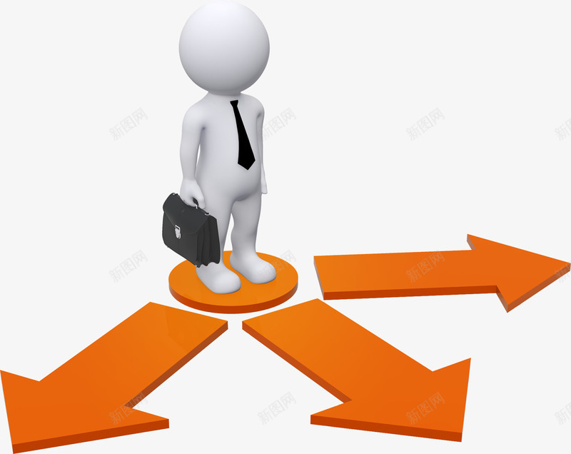选择方向png免抠素材_新图网 https://ixintu.com 3D小人 事业 小人指路 带领带小白人 方向 无脸小人 立体感箭头 箭头