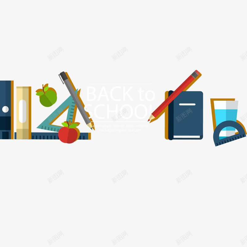 扁平化文具返校banner矢量图ai免抠素材_新图网 https://ixintu.com 书籍 卡通 学校 尺子 扁平化 文具 铅笔 矢量图