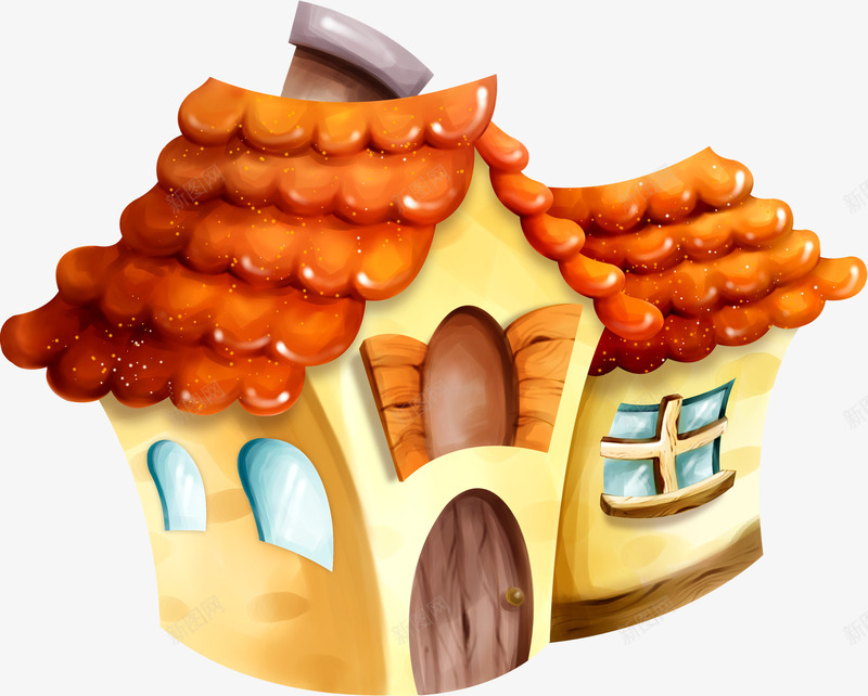 手绘黄色卡通房屋装饰png免抠素材_新图网 https://ixintu.com 卡通 房屋 装饰 黄色