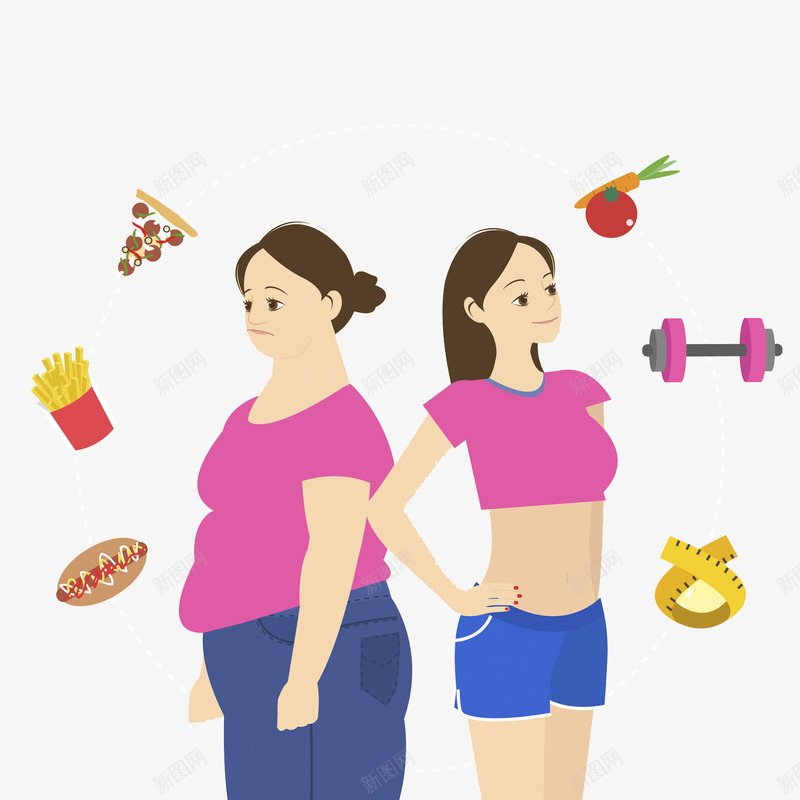 伤心的胖女孩png免抠素材_新图网 https://ixintu.com 人物 减肥 唯美 手绘卡通 插画 简笔 胖瘦对比图 运动减肥 食物