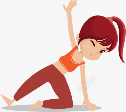 瑜伽卡通做瑜伽健身的女孩高清图片