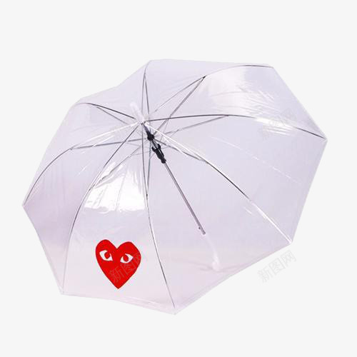 心形图案雨伞png免抠素材_新图网 https://ixintu.com 伞 心形图案 透明伞 长柄