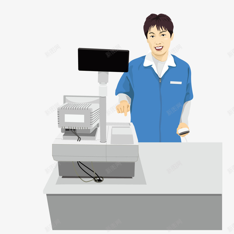 超市收银员png免抠素材_新图网 https://ixintu.com 扫描 收银员 超市