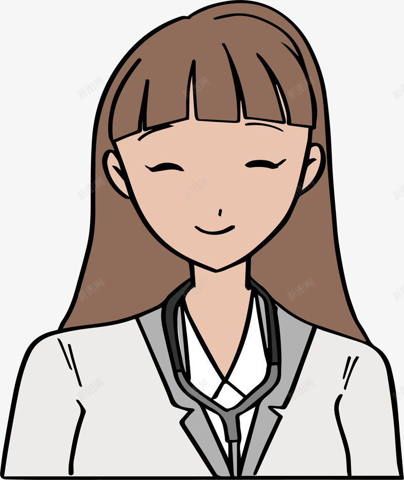 微笑的女实习医生png免抠素材_新图网 https://ixintu.com 女医生 实习生 微笑 手绘人物 矢量png 笑脸医生