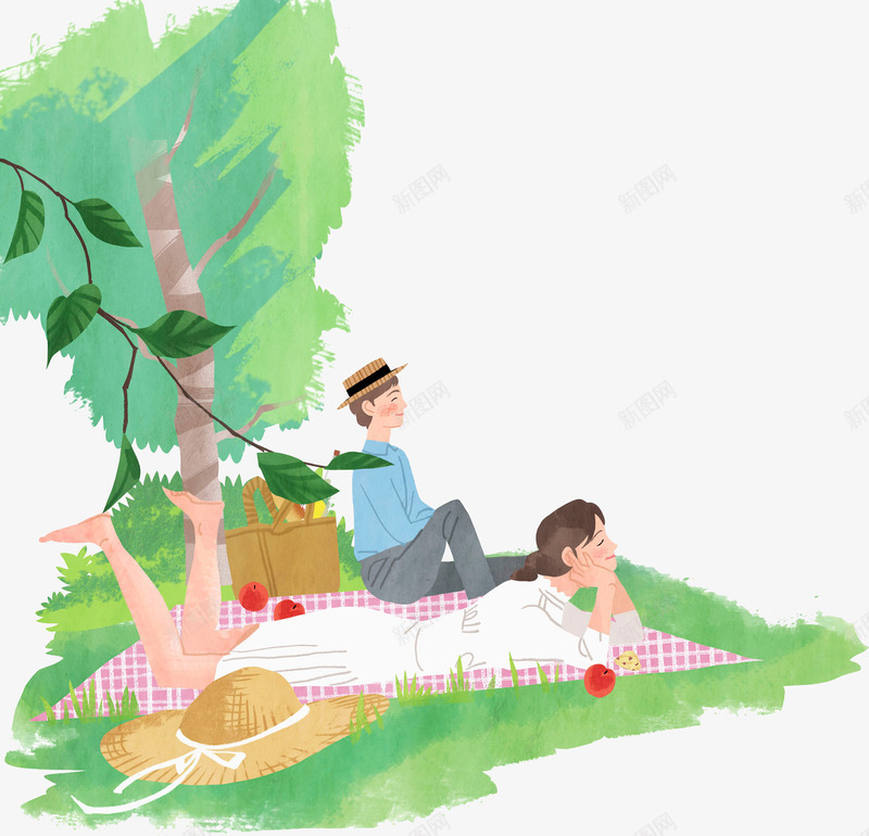 创意野炊水彩插画png免抠素材_新图网 https://ixintu.com 人物 户外活动 春天 春游 踏青 野外郊游 野炊水彩插画