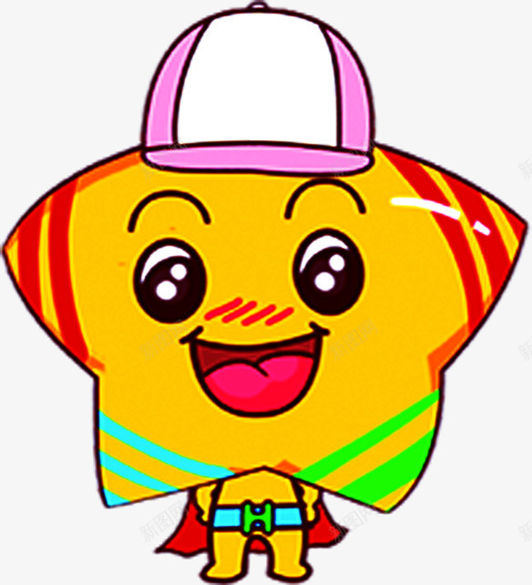 卡通可爱笑脸带帽五角星手绘png免抠素材_新图网 https://ixintu.com 五角星 卡通 可爱 笑脸