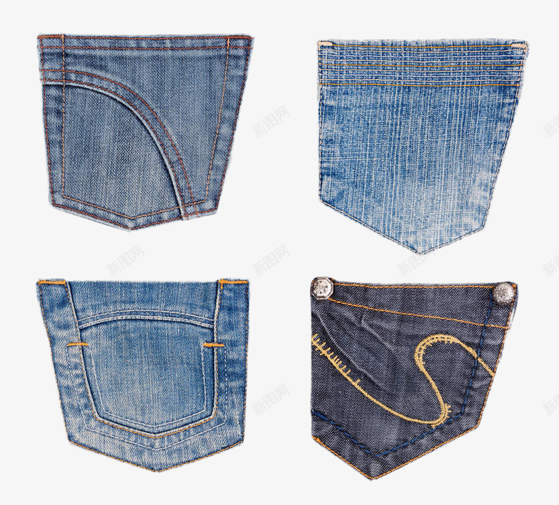 蓝色牛仔布口袋合集png免抠素材_新图网 https://ixintu.com 口袋 拉链装饰 服装配件 牛仔布 牛仔裤口袋 蓝色 袋子 车线口袋