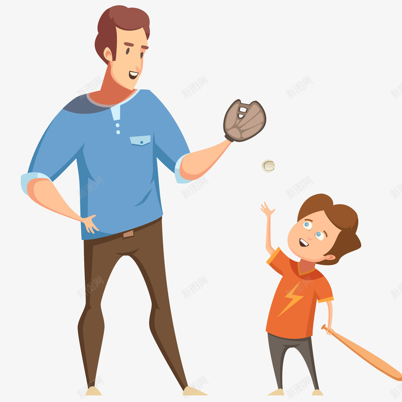 父子打棒球插画矢量图ai免抠素材_新图网 https://ixintu.com 儿子 儿童教育 强壮的父亲 棒球 父亲 父子对话 父子打棒球矢量插画 男人节 男孩 矢量图 老爸插画 运动