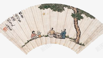 简约图案扇子png免抠素材_新图网 https://ixintu.com 图案 扇子 木质 简约