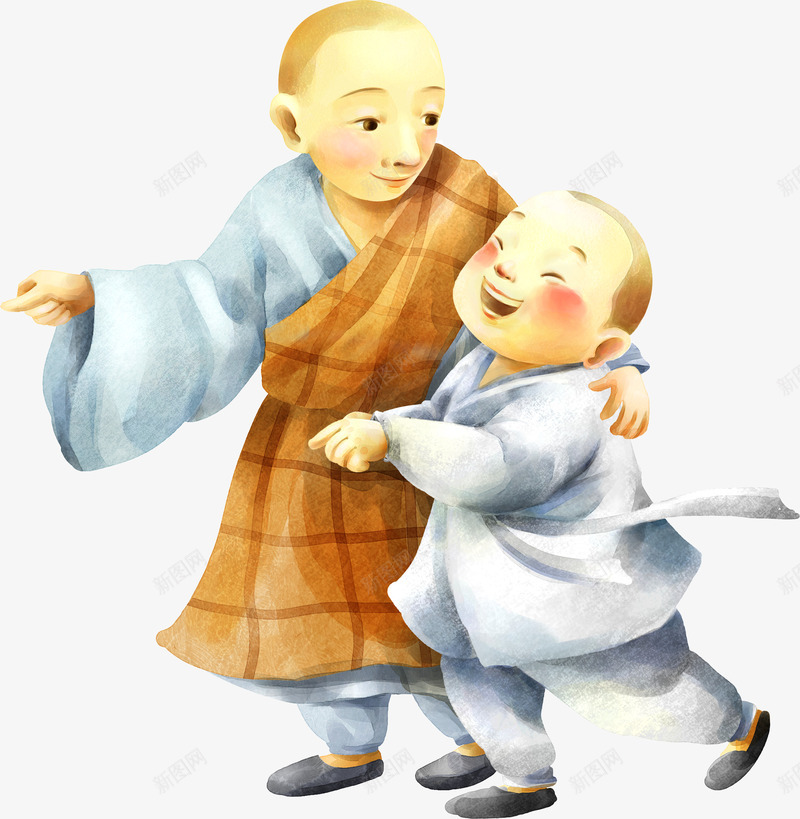 光头玩耍小和尚png免抠素材_新图网 https://ixintu.com 人物 光头 免抠 卡通手绘 小和尚 淘宝免费天猫设计广告设计 玩耍