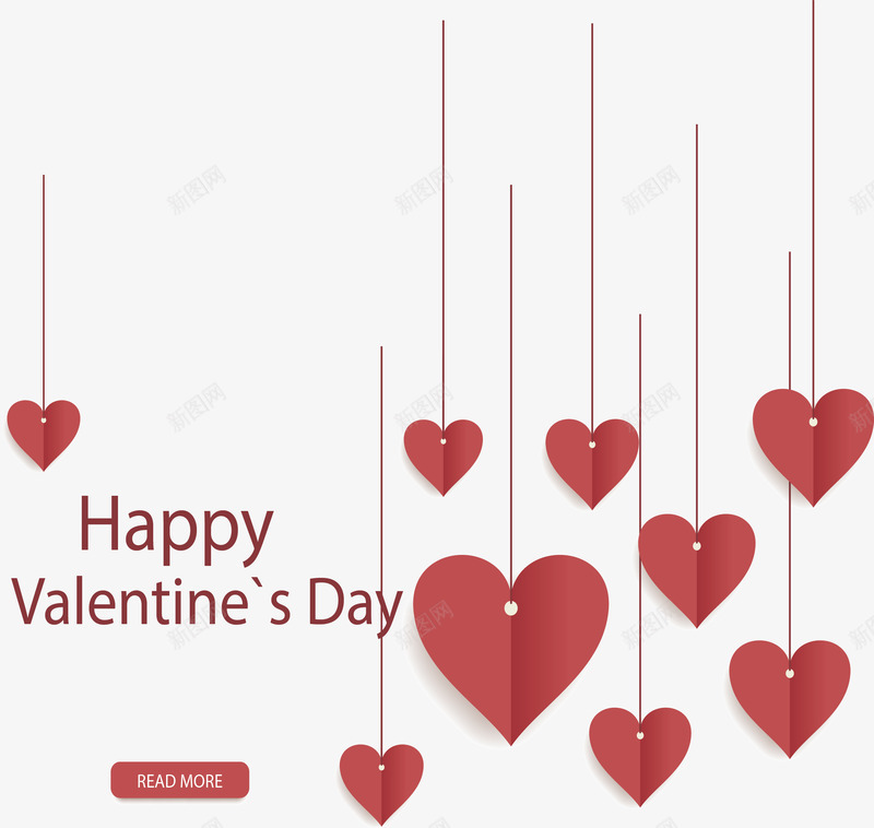 红色折纸爱心挂饰矢量图ai免抠素材_新图网 https://ixintu.com happyValentine 情人节 情人节快乐 折纸爱心 爱心挂饰 矢量png 矢量图