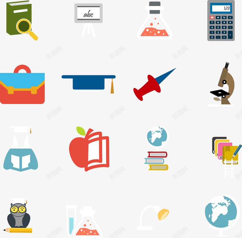 手绘学校图标矢量图ai_新图网 https://ixintu.com 学习 学校图标 扁平 手绘 矢量图
