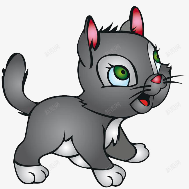 红耳小猫png免抠素材_新图网 https://ixintu.com 小猫 红耳朵 红鼻头 翘尾巴