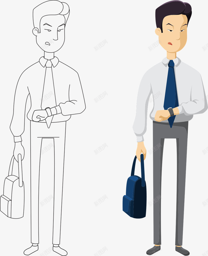 看时间的上班族png免抠素材_新图网 https://ixintu.com 手表 赶时间 黑色提报