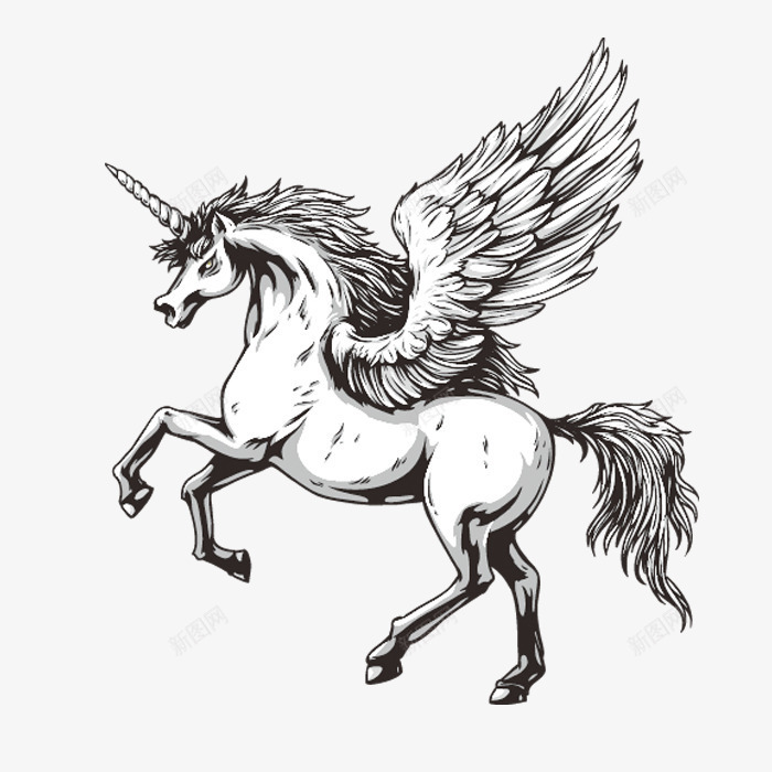 独角兽飞马图标png_新图网 https://ixintu.com 免抠 手绘 插画 独角兽 独角兽飞马 简笔画 简约 线条 飞马 飞马图腾