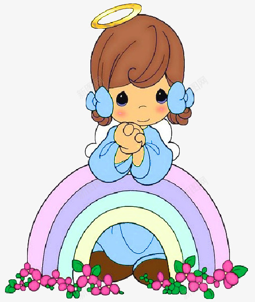 彩虹上的小天使png免抠素材_新图网 https://ixintu.com 小天使 彩虹 手绘 贴画