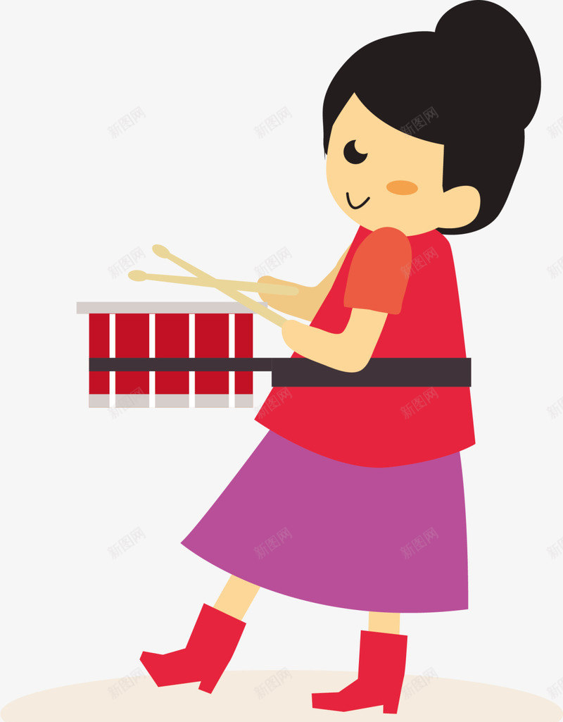 微笑可爱敲鼓女孩png免抠素材_新图网 https://ixintu.com 6月1号 儿童节 六一节 可爱女孩 敲鼓女生 玩耍 童趣