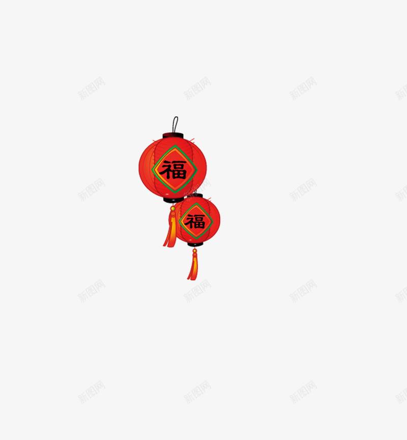 中国风福字红灯笼png免抠素材_新图网 https://ixintu.com 中国风 喜庆 春节 福字 红灯笼