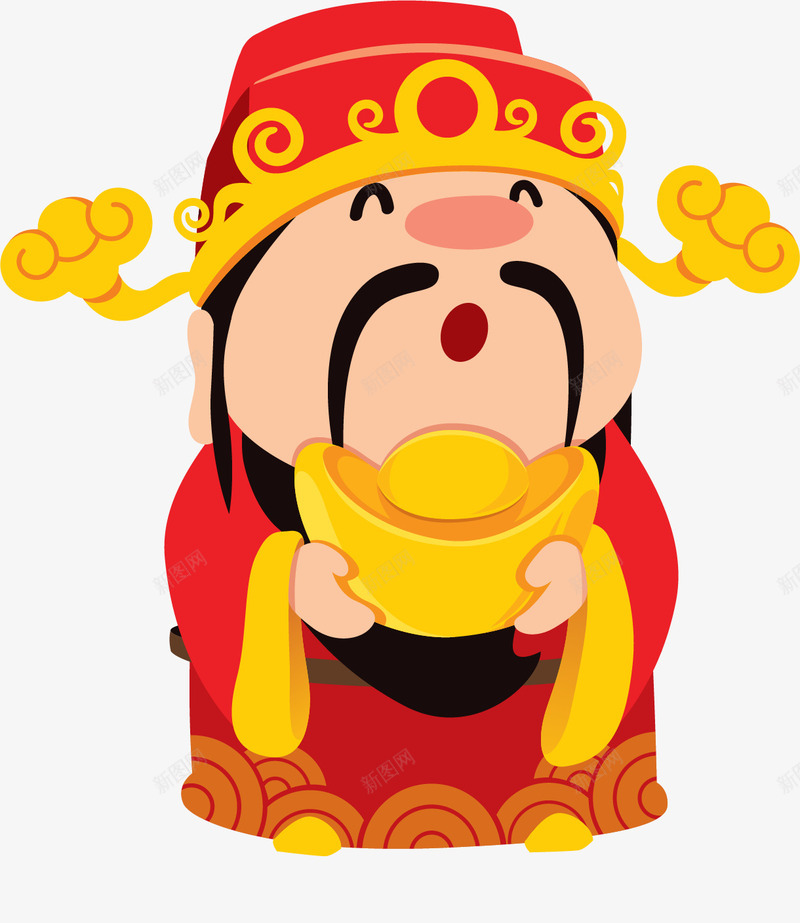 卡通手拿金元宝财神新年装饰图矢量图ai免抠素材_新图网 https://ixintu.com 2023 2024 卡通 卡通财神 手拿金元宝财神 手拿金元宝财神新年装饰图案免费下载 接财神 插画装饰 新年 猪年 矢量图 财神 财神到 迎财神