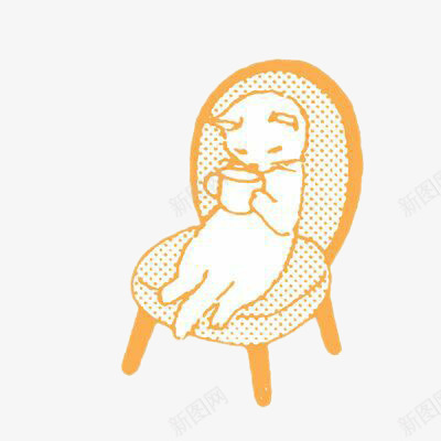 小猫坐在椅子上喝茶psd免抠素材_新图网 https://ixintu.com 喝茶 小猫 椅子
