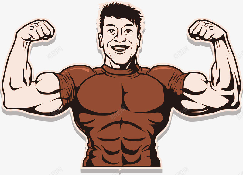 肌肉猛男人物插画png免抠素材_新图网 https://ixintu.com 人物插画 凶猛男人 开心 强壮男人 秀肌肉 肌肉猛男