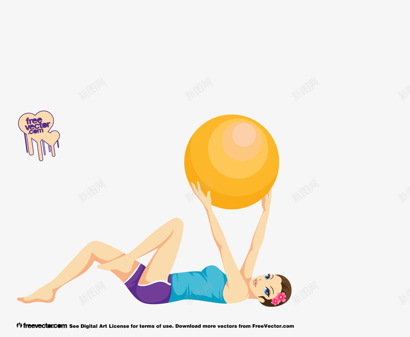 卡通美女瑜伽球png免抠素材_新图网 https://ixintu.com 卡通美女瑜伽球 教育 瑜伽培训