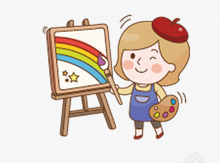 作画的小美女彩虹画png免抠素材_新图网 https://ixintu.com 作画 彩虹 美女