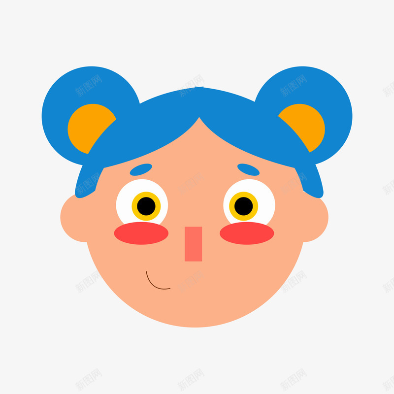 蓝色头发的卡通女生头像png免抠素材_新图网 https://ixintu.com 人物 卡通 可爱的 头像 女生 简图 蓝色头发