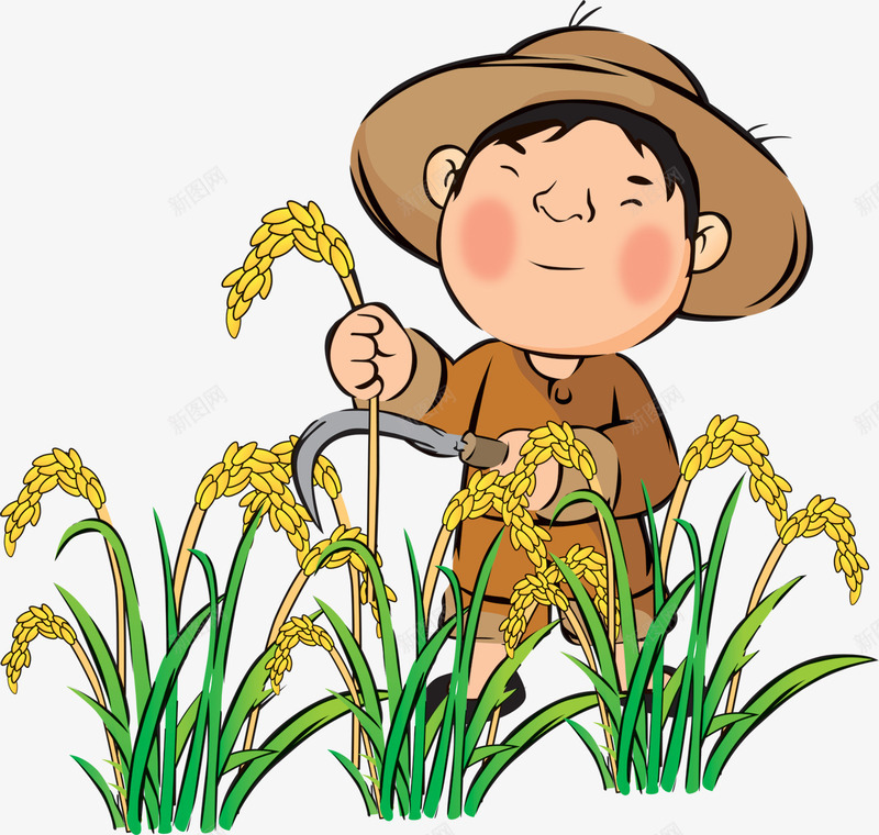 卡通收水稻农民丰收节插画png免抠素材_新图网 https://ixintu.com 中国农民丰收节 丰收 农民 卡通 收水稻农民 收水稻农民插画