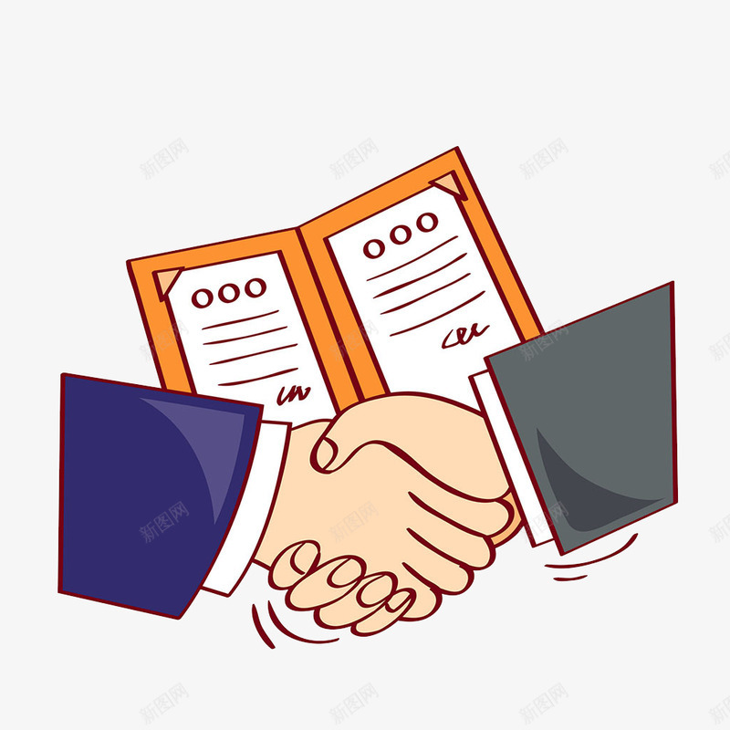 握手png免抠素材_新图网 https://ixintu.com 卡通 合作 握手 签合同