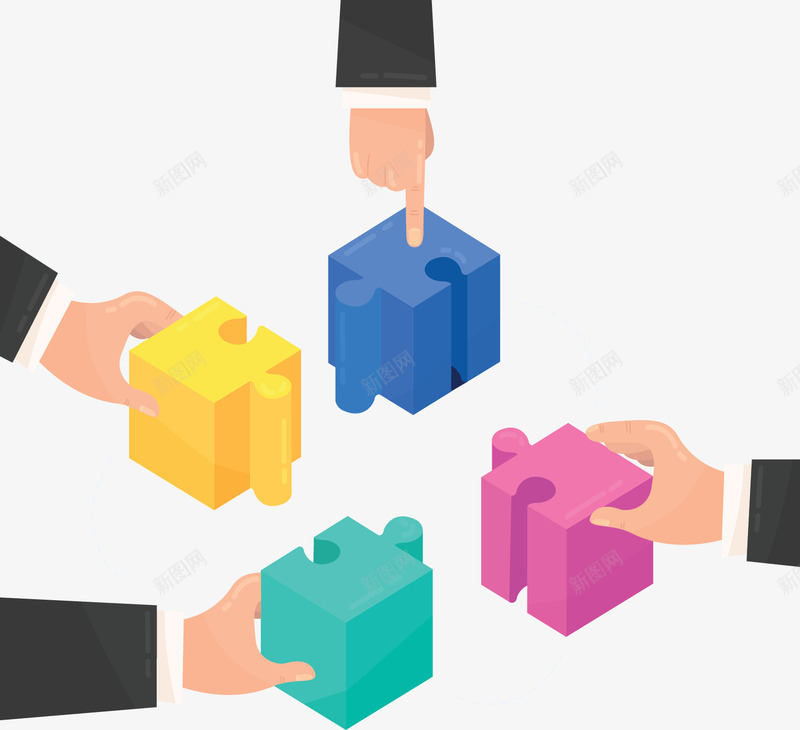立体拼图团队合作矢量图ai免抠素材_新图网 https://ixintu.com 商务团队 商务拼图 团队合作 拼图 矢量png 立体拼图 矢量图
