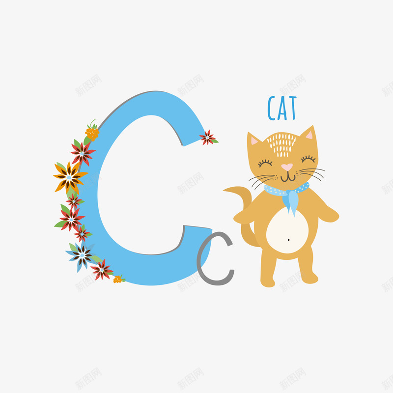 蓝色的字母C小猫矢量图eps免抠素材_新图网 https://ixintu.com C字母 字母C 小猫 小猫咪 蓝色 蓝色字母 矢量图