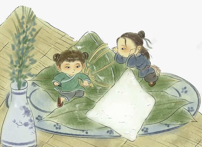 水彩水墨中式风格装饰插图端午节png免抠素材_新图网 https://ixintu.com 中式风格 习俗 吃粽子 水墨 水彩 水彩水墨中式风格装饰插图端午节习俗吃粽子免费下载 端午节 装饰插图