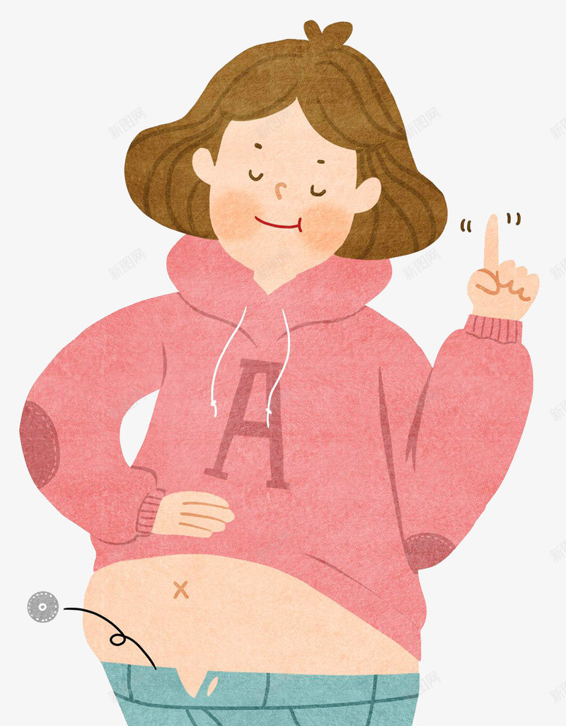 胖胖的女孩png免抠素材_新图网 https://ixintu.com 减肥 卡通插画 肚腩 胖人