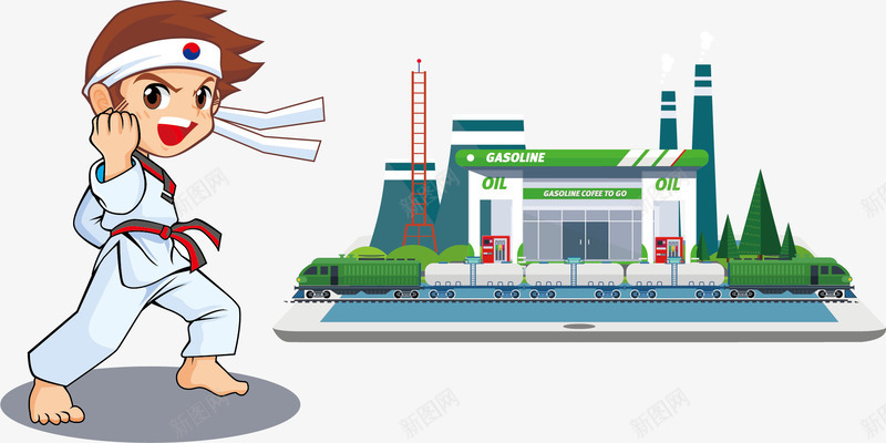 跆拳道学校矢量图ai免抠素材_新图网 https://ixintu.com 创意学校 卡通学校 学校素材 矢量学校 矢量图