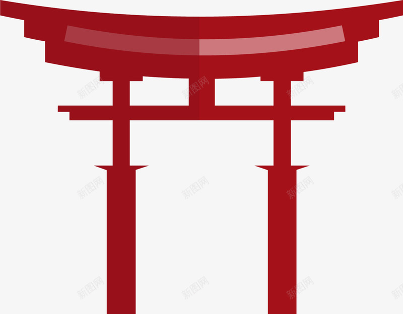 红色中国风简约大门png免抠素材_新图网 https://ixintu.com 大门 度假 旅游 景点 木门 装饰图案 门梁
