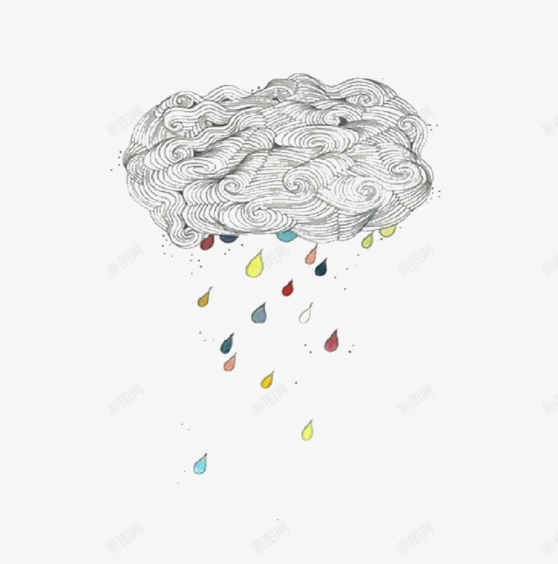 彩虹雨水png免抠素材_新图网 https://ixintu.com 天气 寓言 彩虹色的雨水 手绘 故事 简笔画 黑云